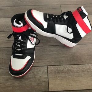 RBX Black and White Sneakers with Red Highlights